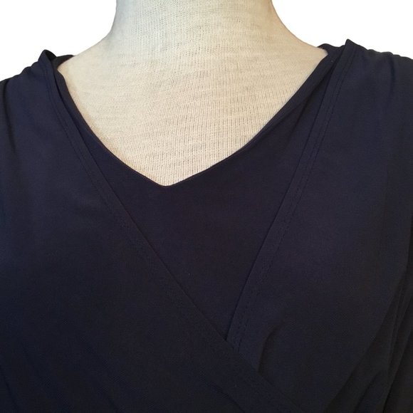 Navy Blue Wrap Front Midi Dress Quarter Length Sleeve New With Tags - Picture 3 of 8